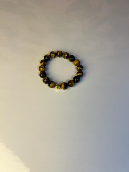 Men’s Tiger's Eye Bead Bracelet with Money Ball