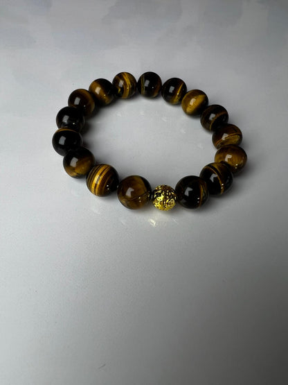 Men’s Tiger's Eye Bead Bracelet with Money Ball