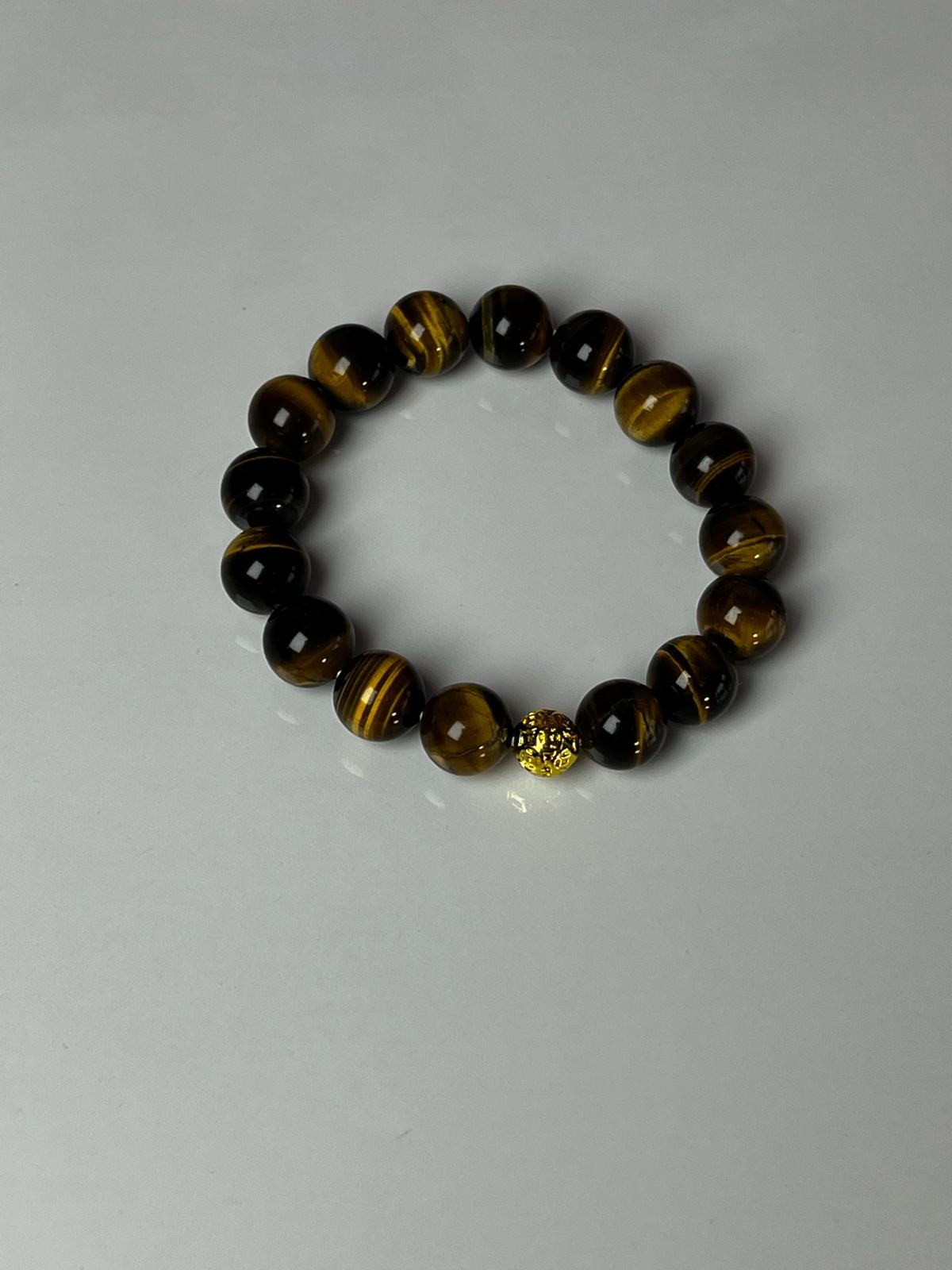 Men’s Tiger's Eye Bead Bracelet with Money Ball