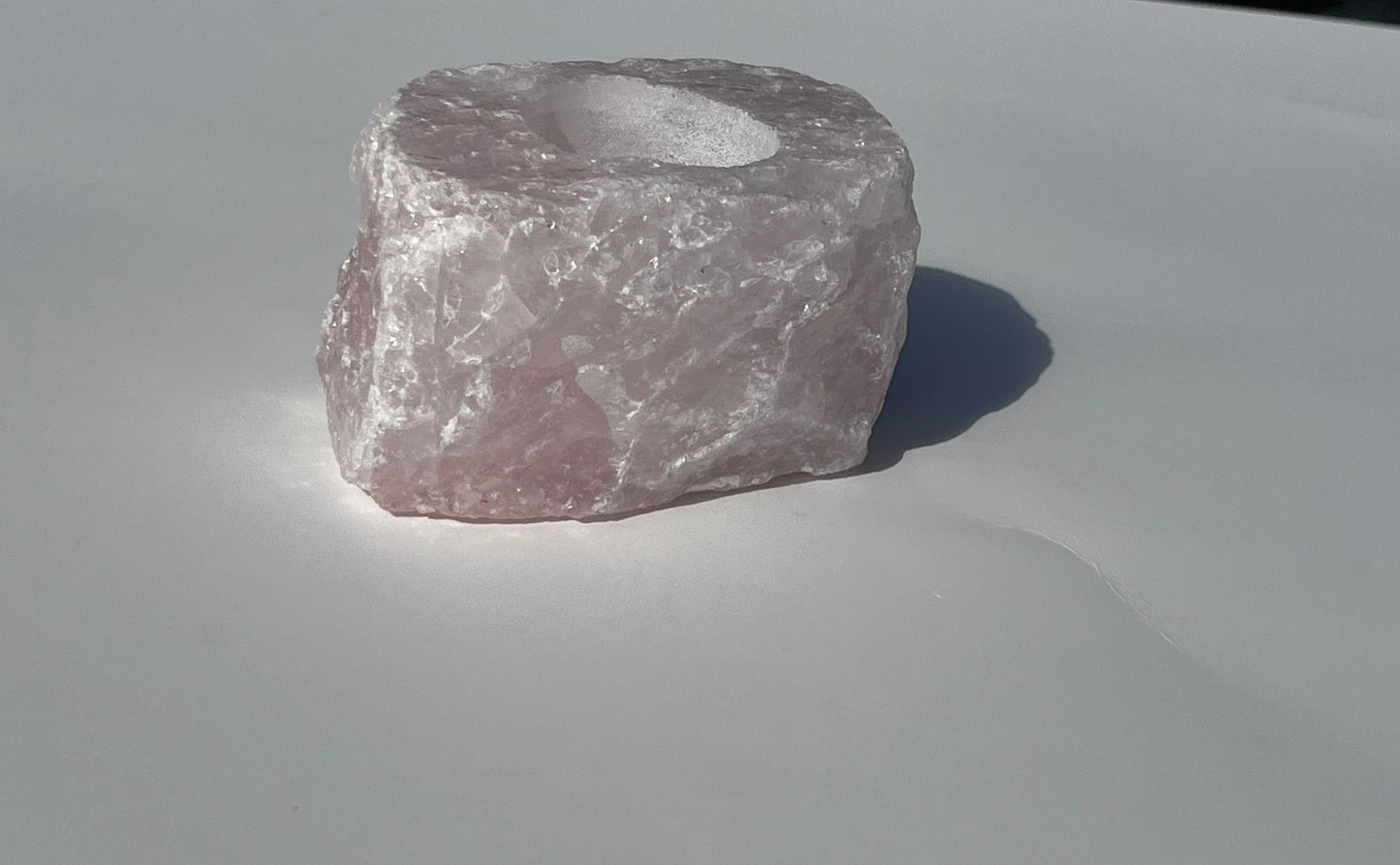 Rose Quartz Rough Candle Holder