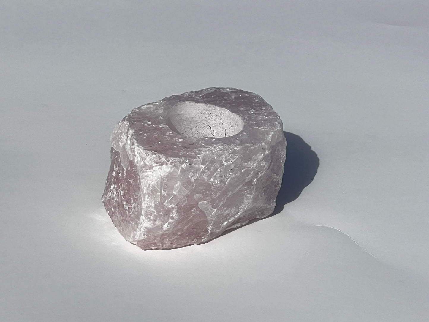 Rose Quartz Rough Candle Holder