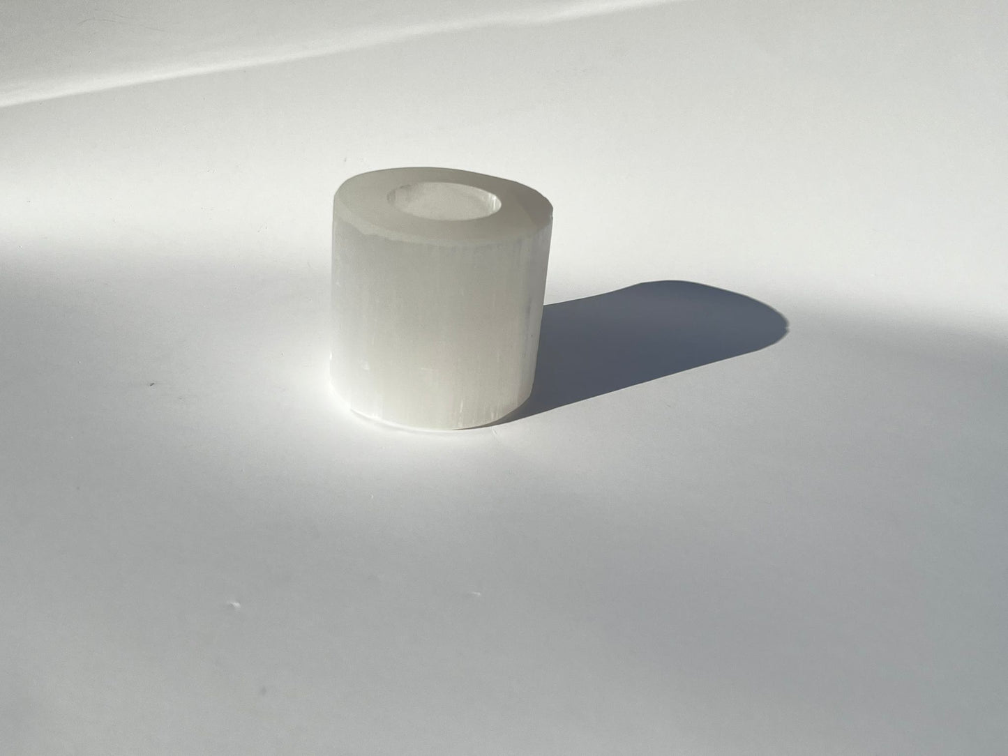 White Selenite Round Candle Holder