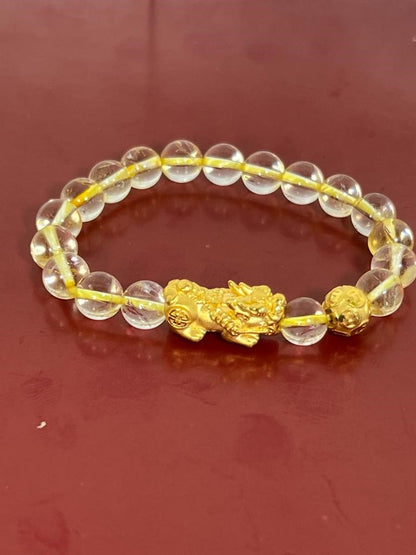 Citrine 6mm and 8mm with 999 Yellow Gold Pi Xiu Bracelet