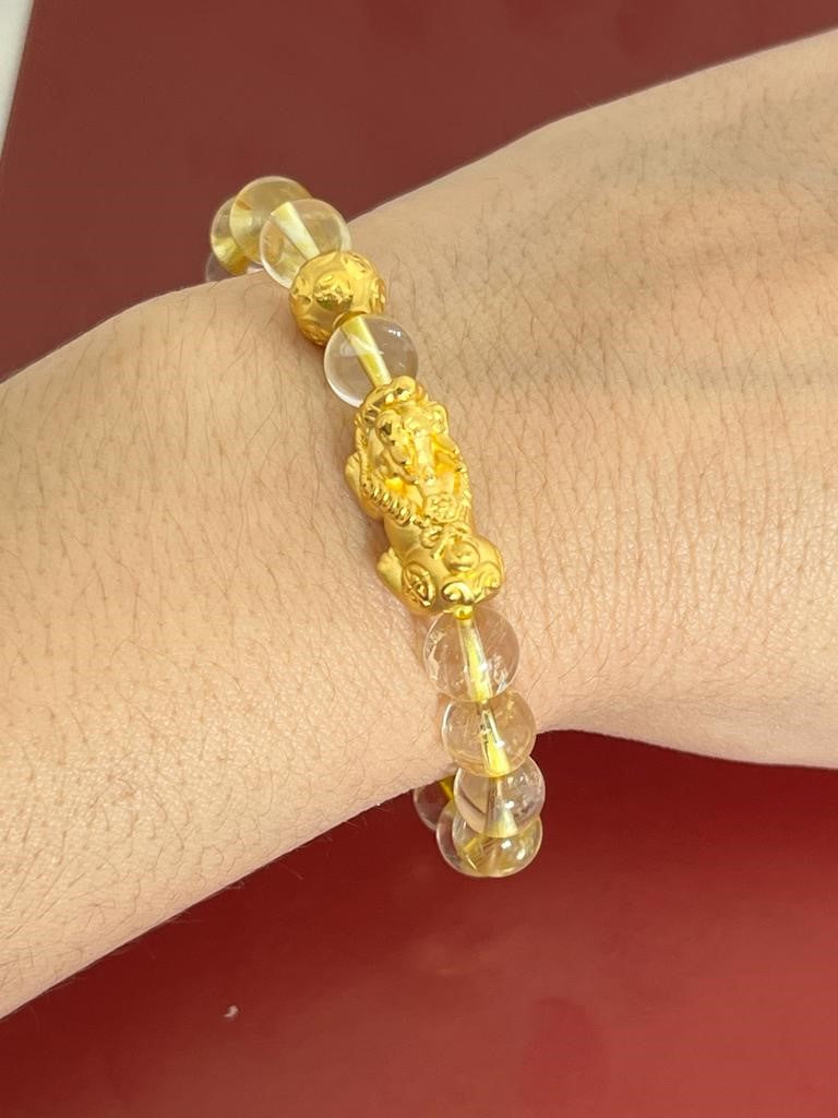 Citrine 6mm and 8mm with 999 Yellow Gold Pi Xiu Bracelet