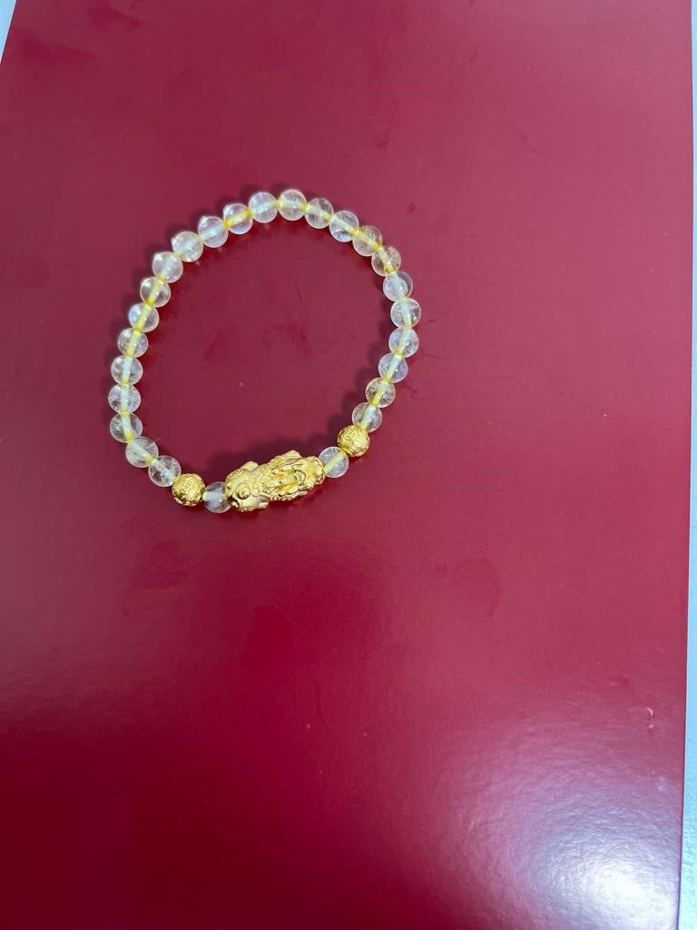 Citrine 6mm and 8mm with 999 Yellow Gold Pi Xiu Bracelet