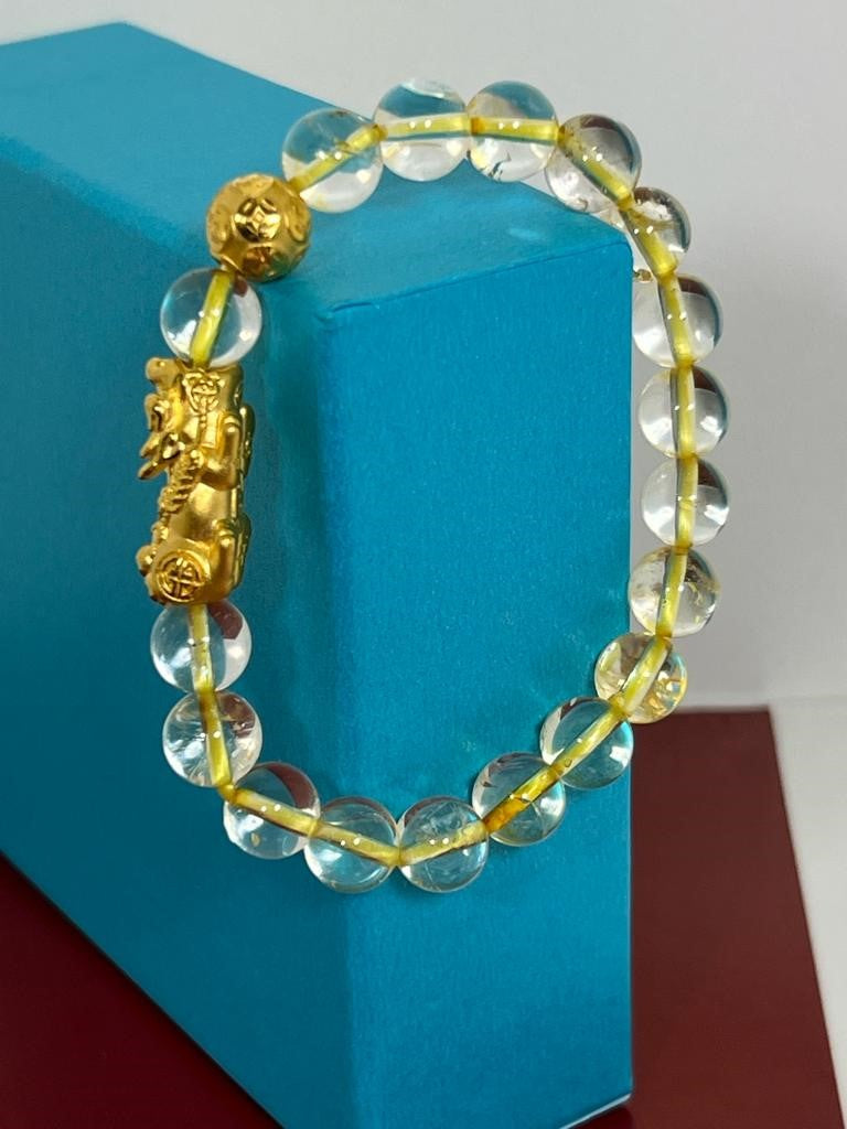 Citrine 6mm and 8mm with 999 Yellow Gold Pi Xiu Bracelet