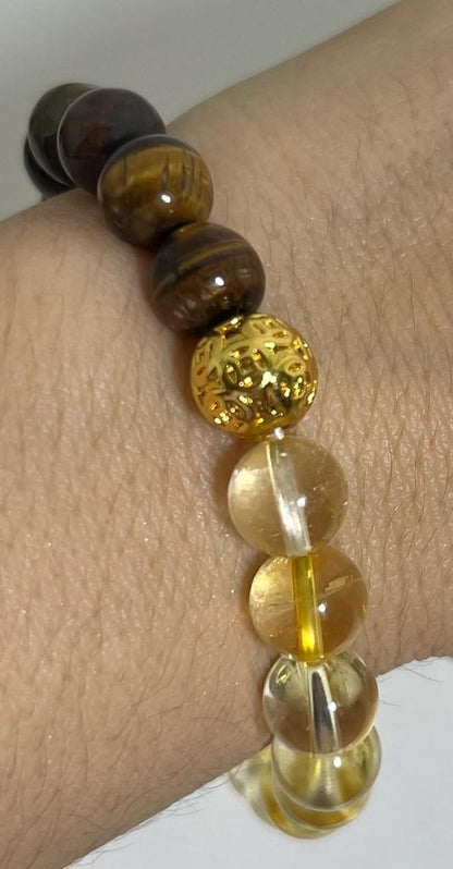 Citrine and Tiger's Eye Bead Bracelet