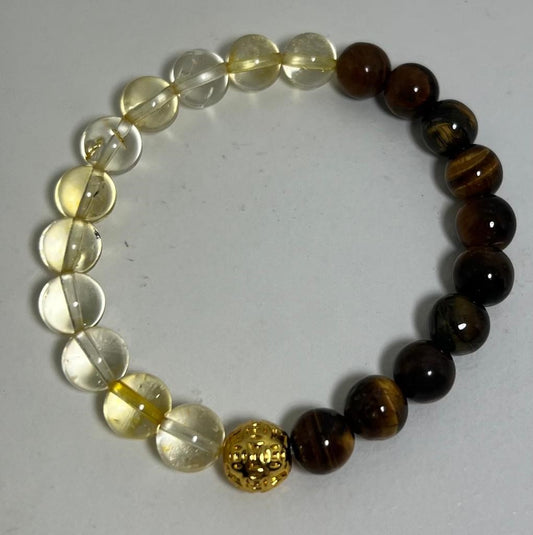 Citrine and Tiger's Eye Bead Bracelet