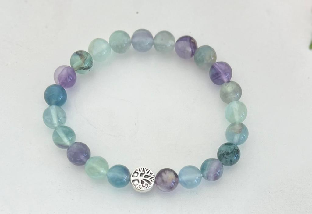 Fluorite 8mm Bead Bracelet