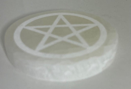 Selenite Thick Charging Plate Pentagram