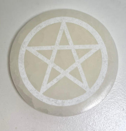 Selenite Thick Charging Plate Pentagram