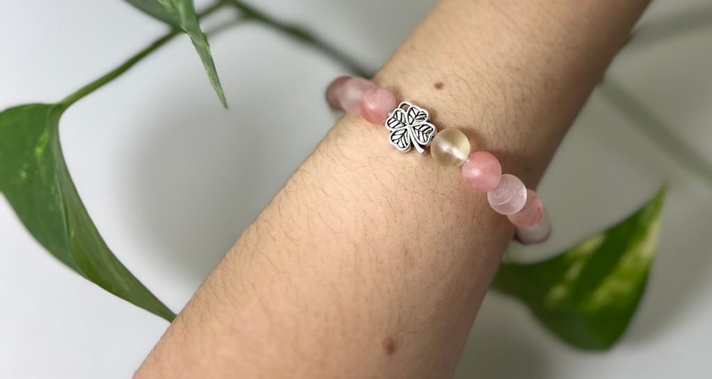 Watermelon Quartz Round Bead Bracelet