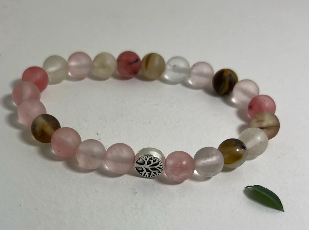 Watermelon Quartz Round Bead Bracelet